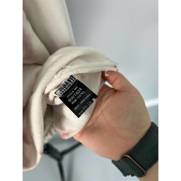 White and purple tie dye rolled raw hem long sleeve sweater - Picture 7 of 9